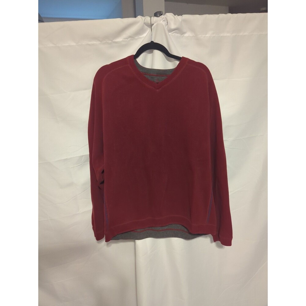Tommy Bahama Men’s Sweater Solid Burgundy Red Cotton V Neck XL Read Description